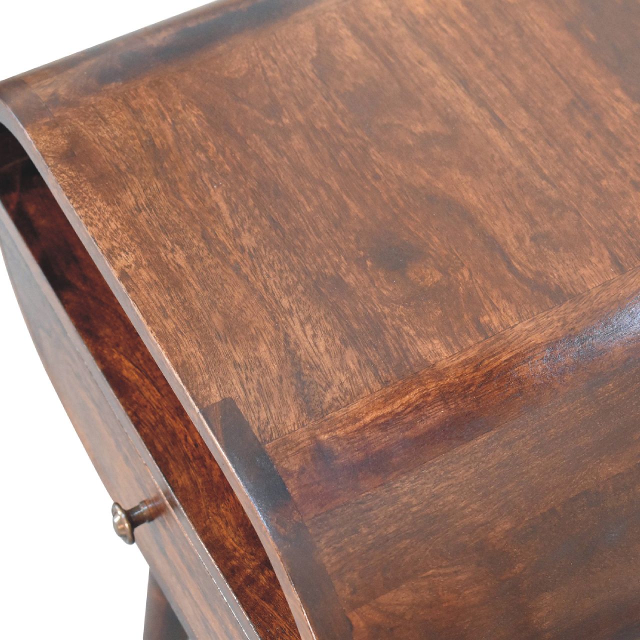 Light Walnut Circular Nightstand with Open Slot