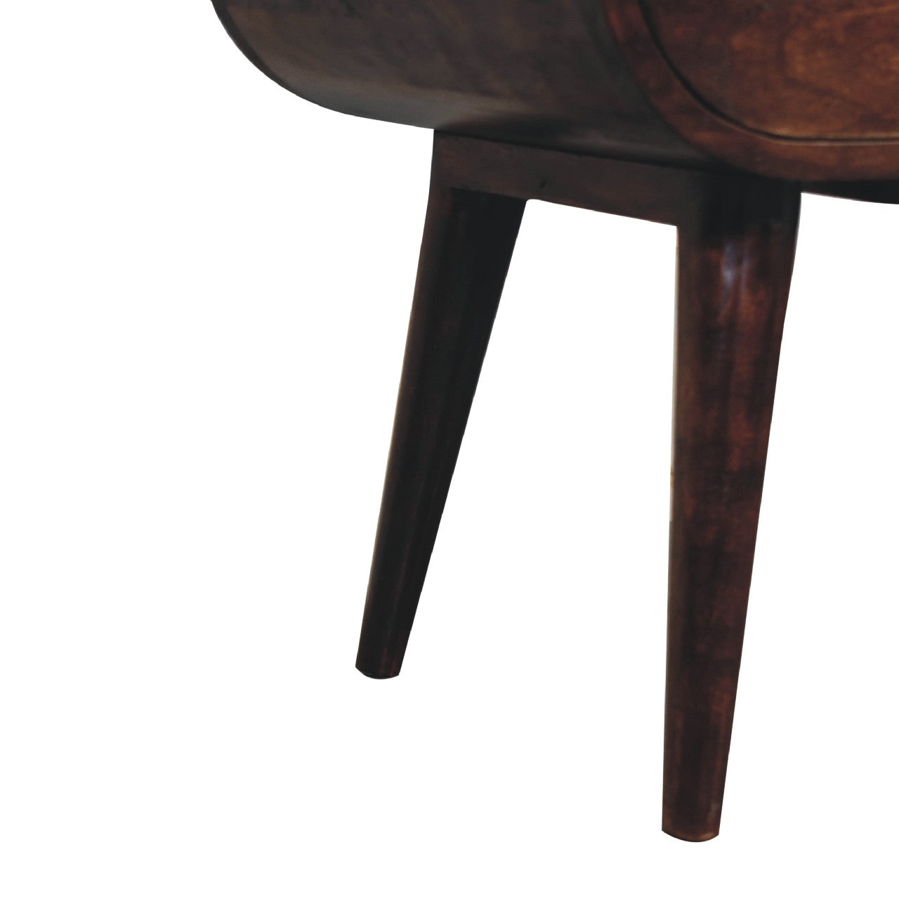Light Walnut Circular Nightstand with Open Slot