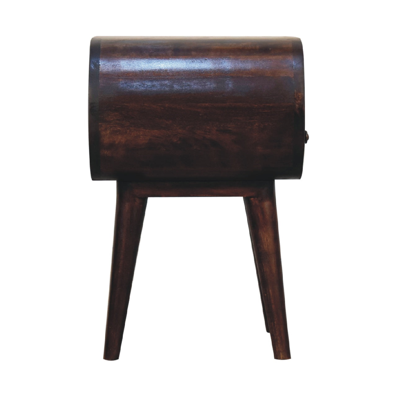 Light Walnut Circular Nightstand with Open Slot