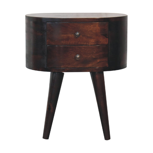 Light Walnut Rounded Nightstand Table