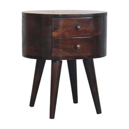 Light Walnut Rounded Nightstand Table