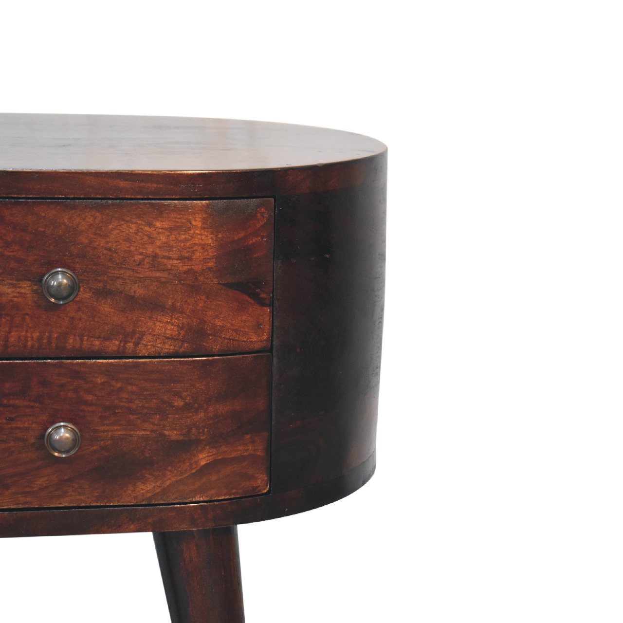 Light Walnut Rounded Nightstand Table