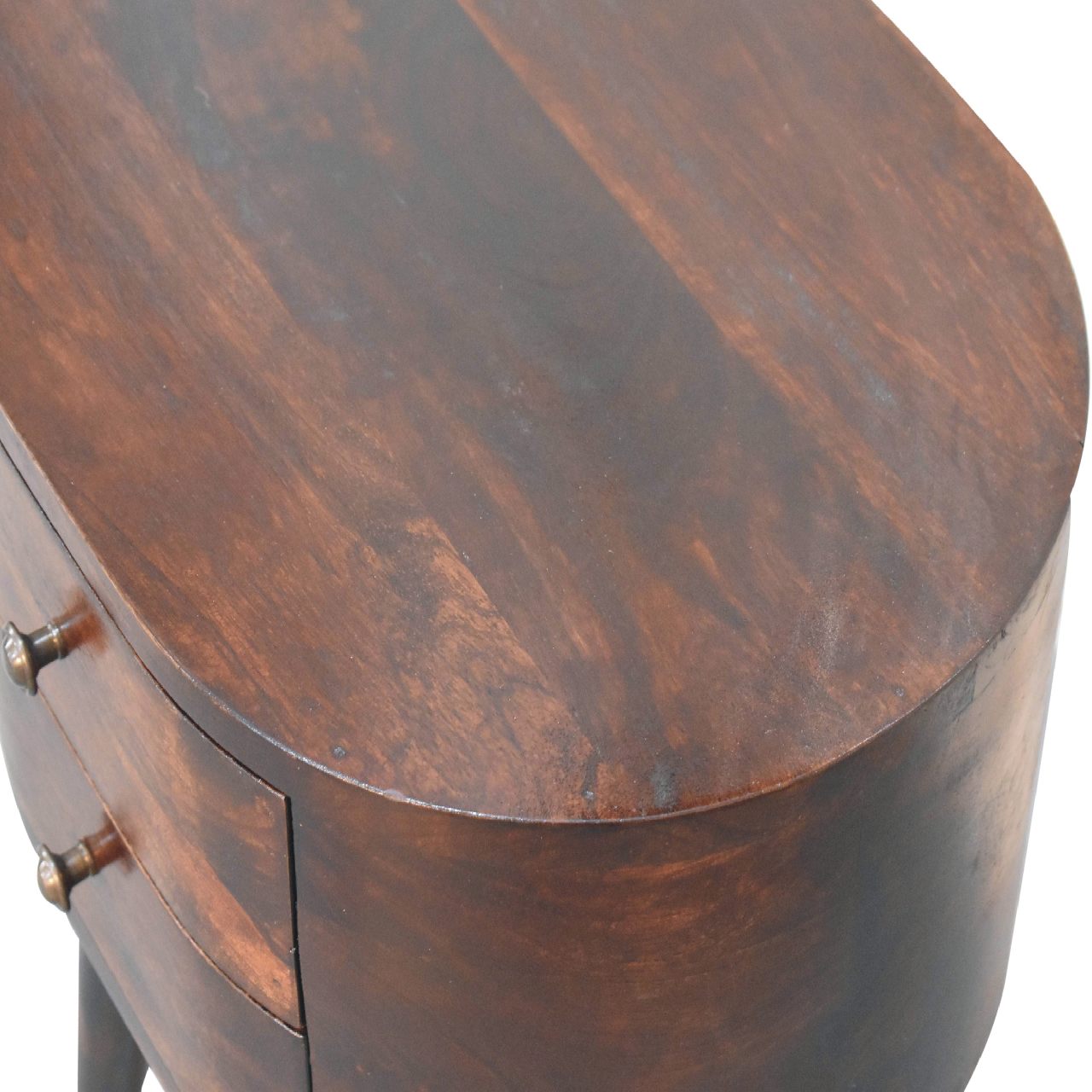 Light Walnut Rounded Nightstand Table