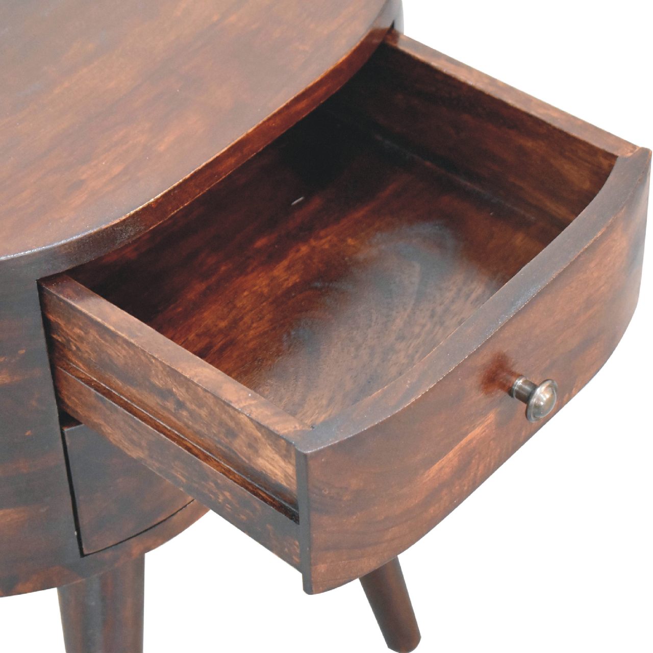 Light Walnut Rounded Nightstand Table