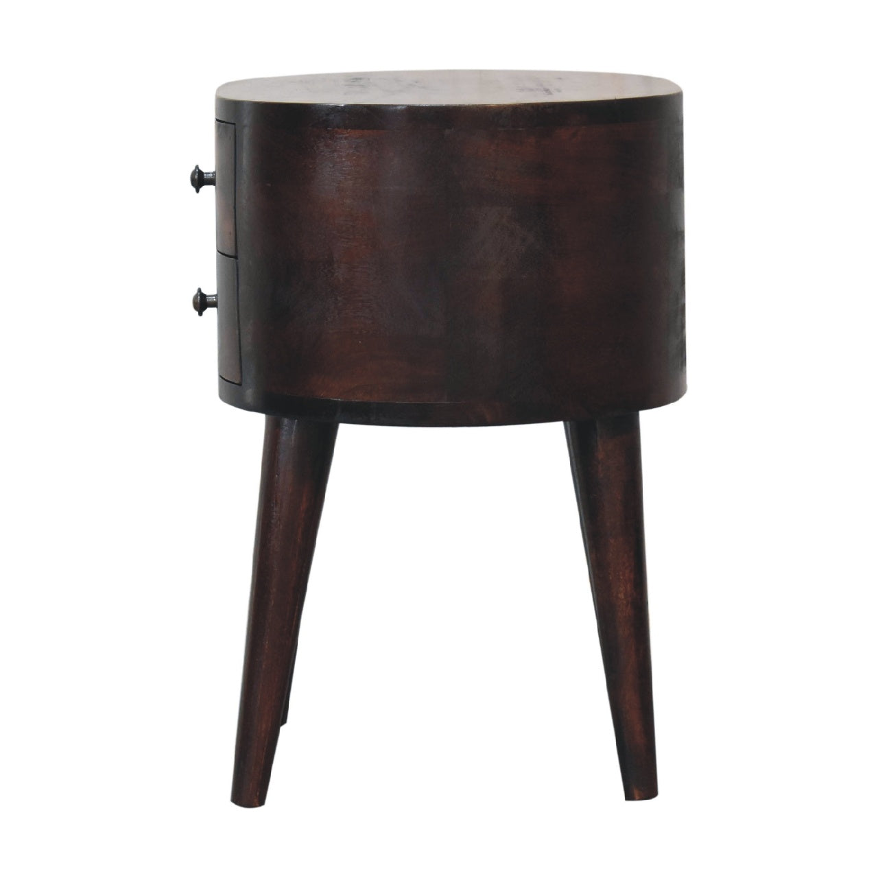 Light Walnut Rounded Nightstand Table