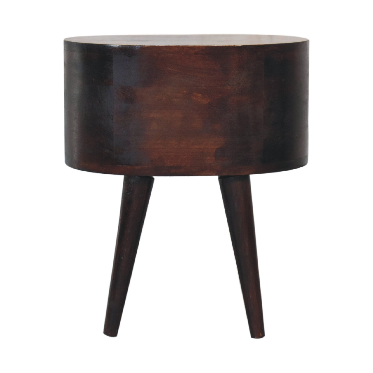 Light Walnut Rounded Nightstand Table