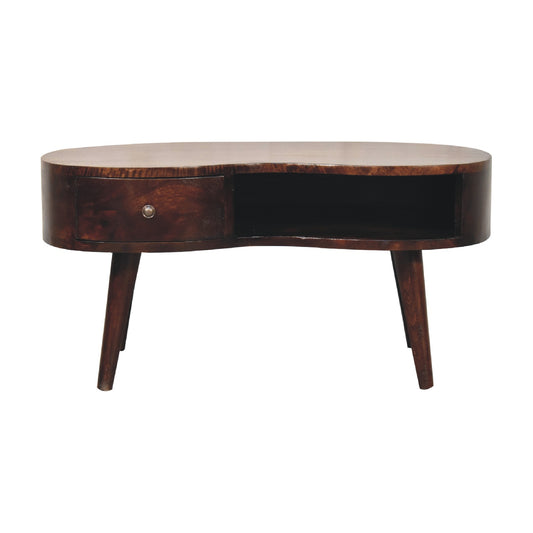 WillowStone Light Walnut Wave Coffee Table – handcrafted solid wood furniture by WillowStone