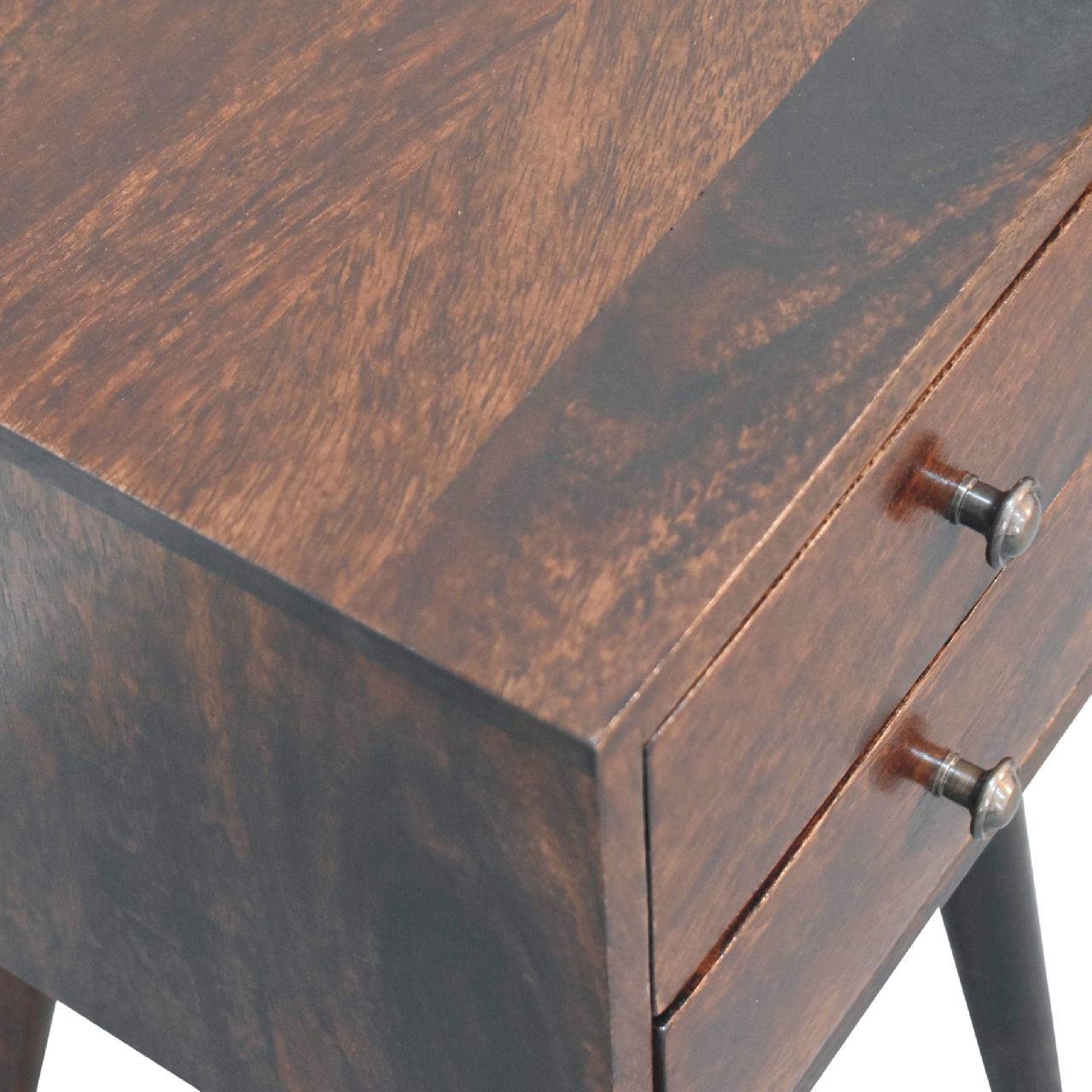 Mini 2 Drawer Light Walnut Nightstand