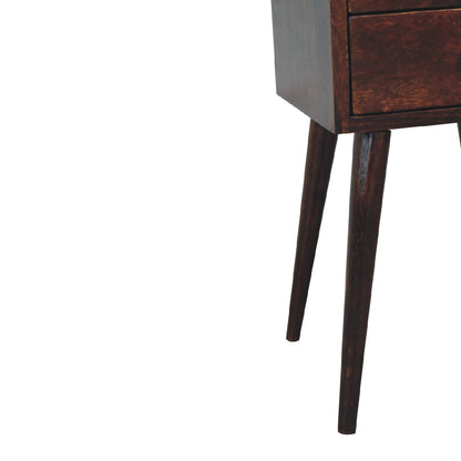 Mini 2 Drawer Light Walnut Nightstand