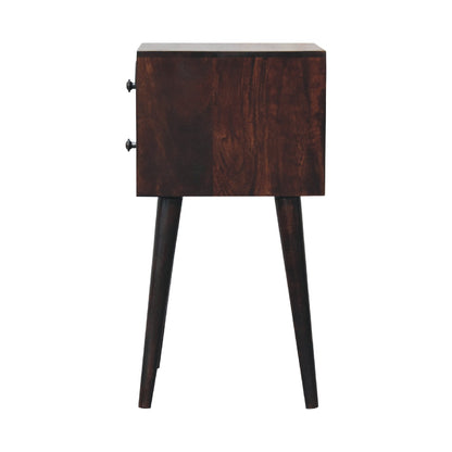 Mini 2 Drawer Light Walnut Nightstand