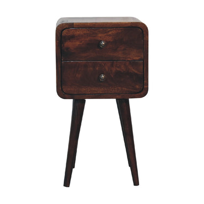 Mini Light Walnut Curved Nightstand