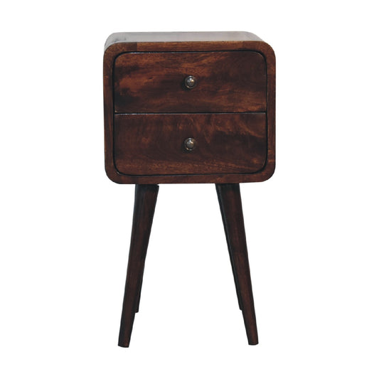 Mini Light Walnut Curved Nightstand