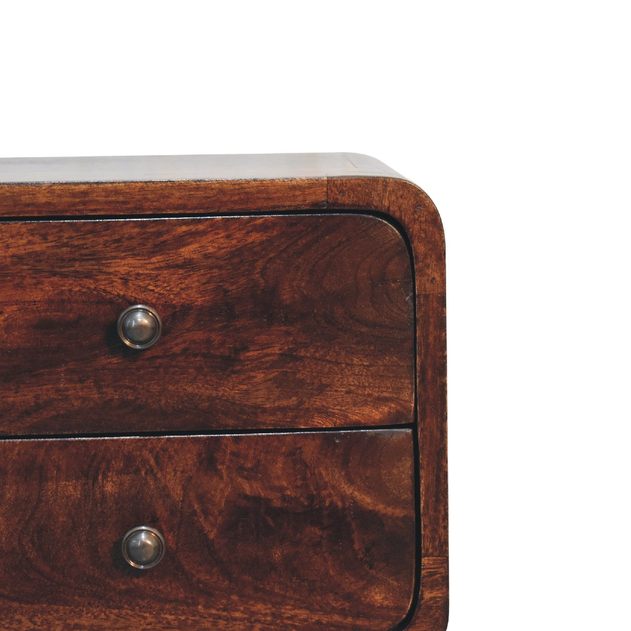 Mini Light Walnut Curved Nightstand