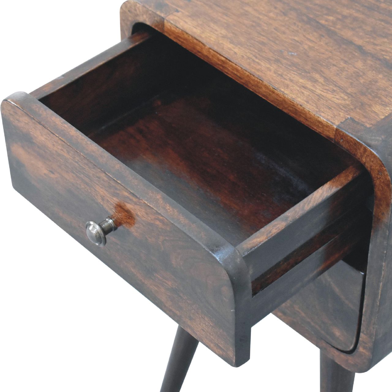 Mini Light Walnut Curved Nightstand