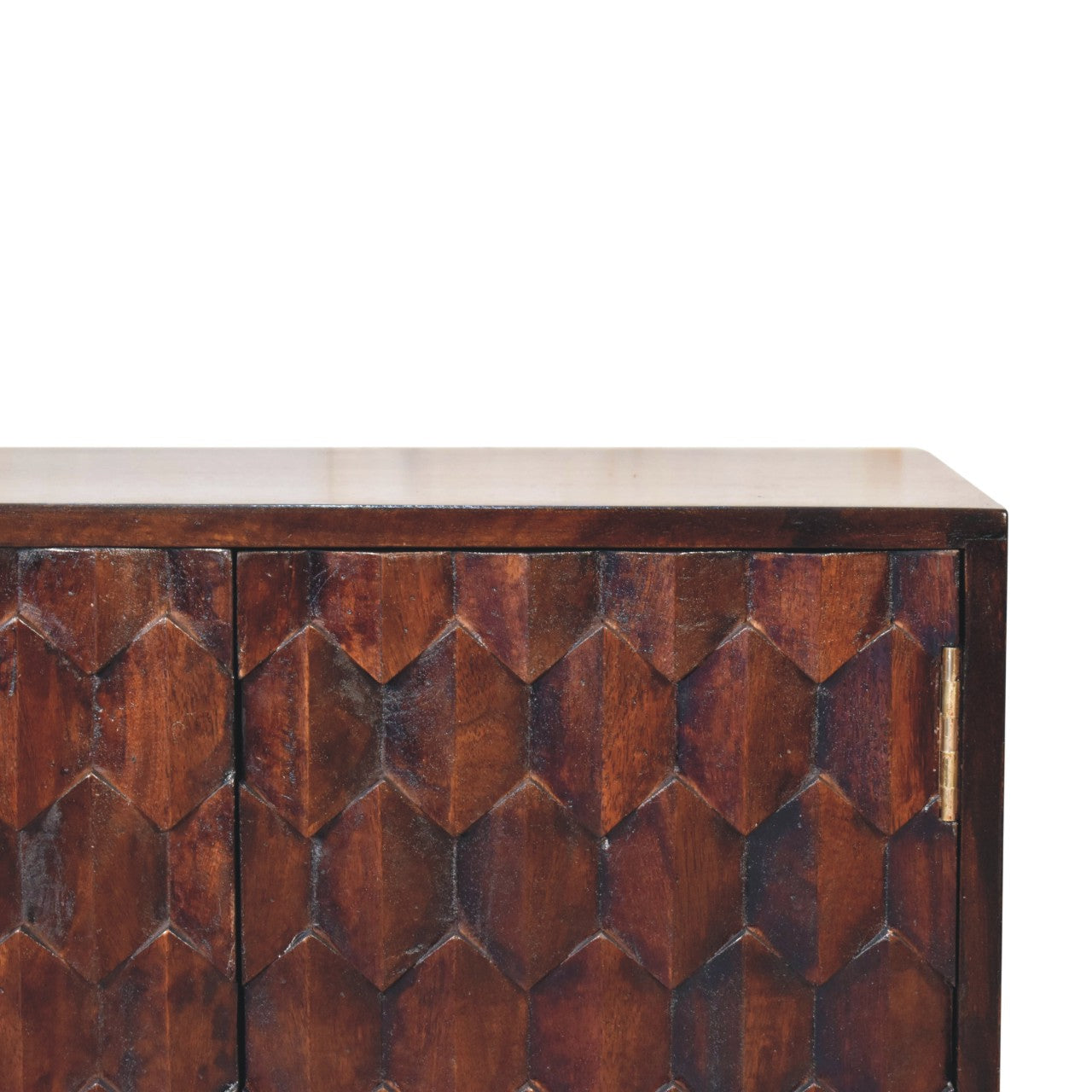WillowStone Mini Pineapple Carved Light Walnut Cabinet
