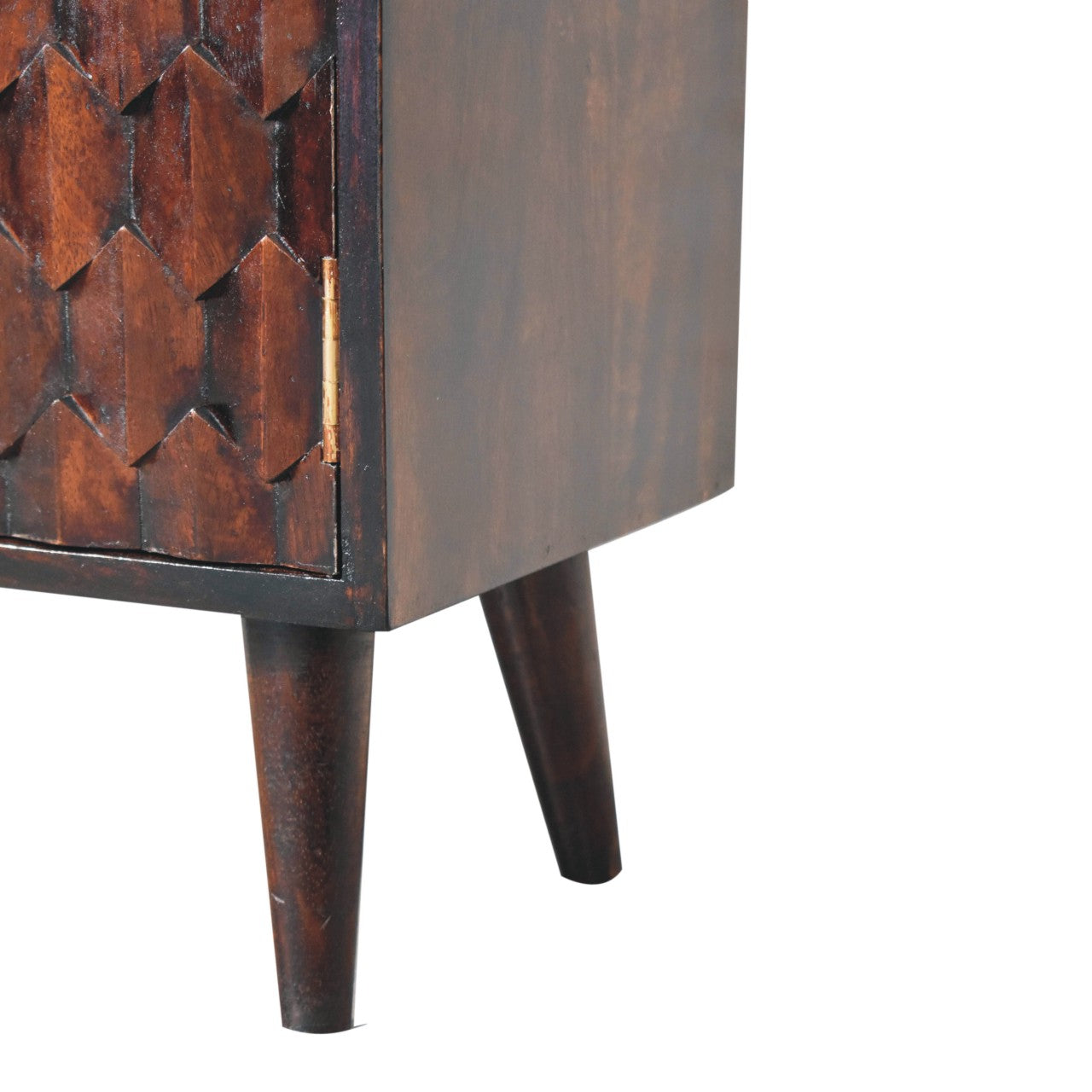 WillowStone Mini Pineapple Carved Light Walnut Cabinet
