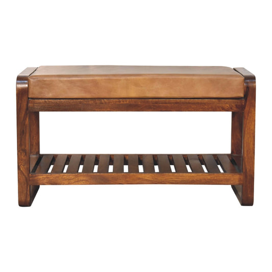 WillowStone Small Buffalo Slatted Hallway Bench – handcrafted solid wood furniture by WillowStone