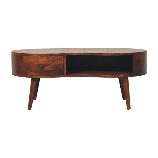 WillowStone Large Chestnut Wave Coffee Table – handcrafted solid wood furniture by WillowStone