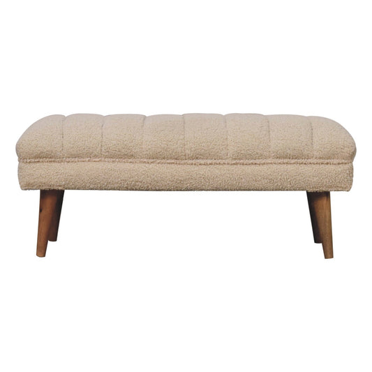 WillowStone Cream Boucle Puffer Bench