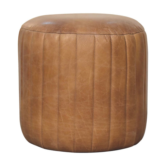 WillowStone Buffalo Leather Boucle Footstool