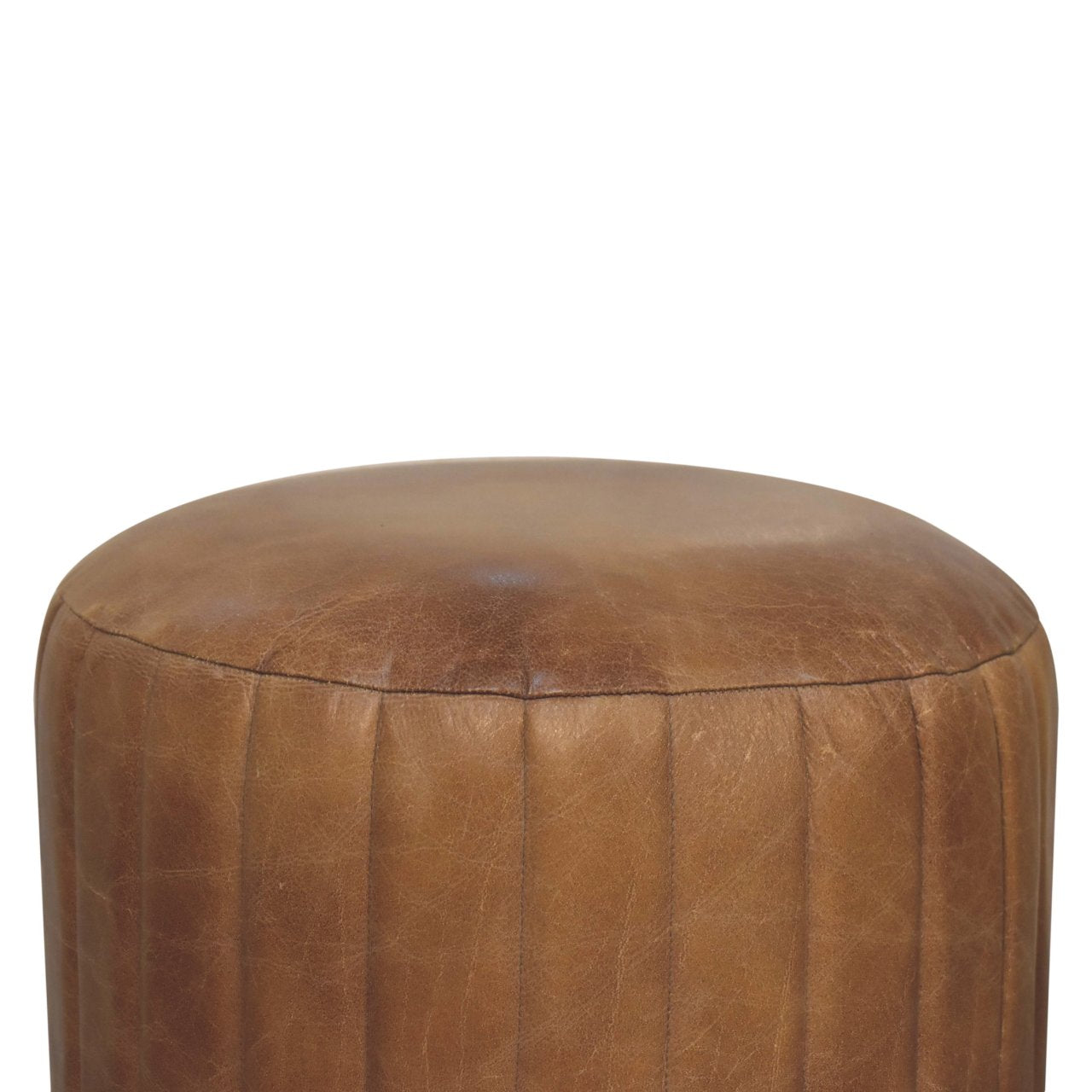 WillowStone Buffalo Leather Boucle Footstool