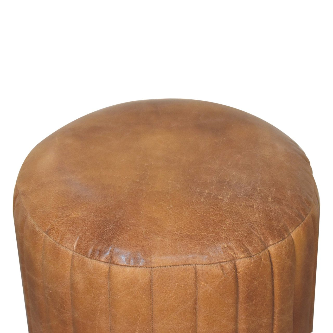 WillowStone Buffalo Leather Boucle Footstool