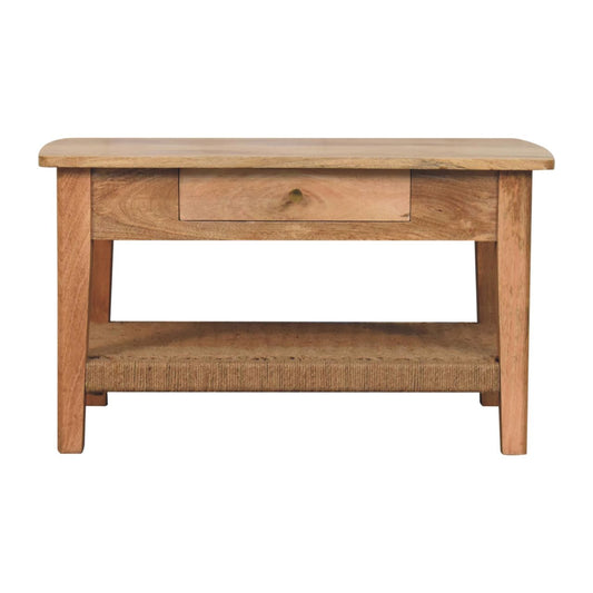 WillowStone Rope 1 Drawer Coffee Table – handcrafted solid wood furniture by WillowStone