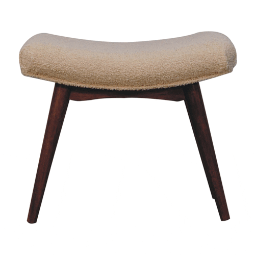 WillowStone Honey Caramel Boucle Cream Curved Bench