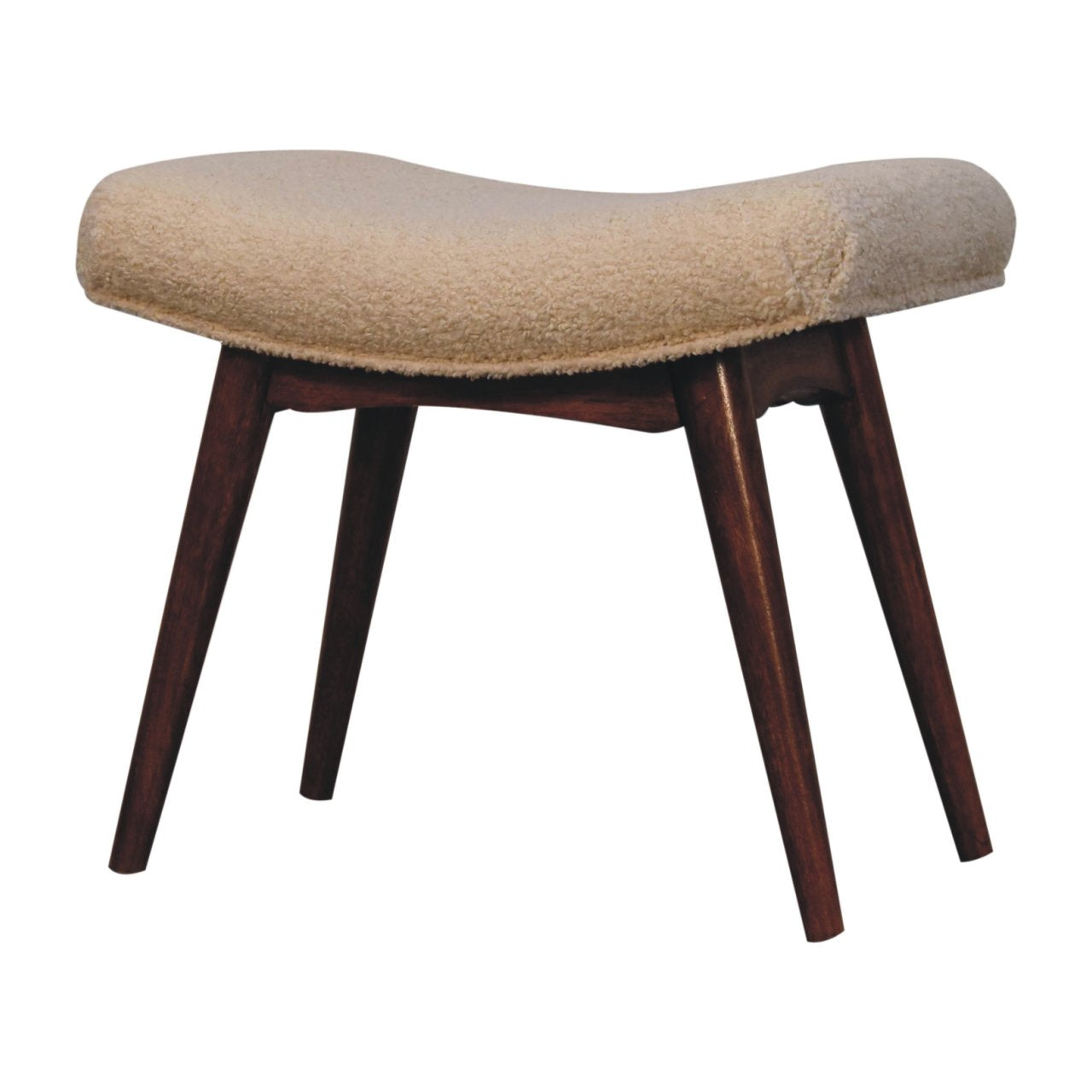 WillowStone Honey Caramel Boucle Cream Curved Bench