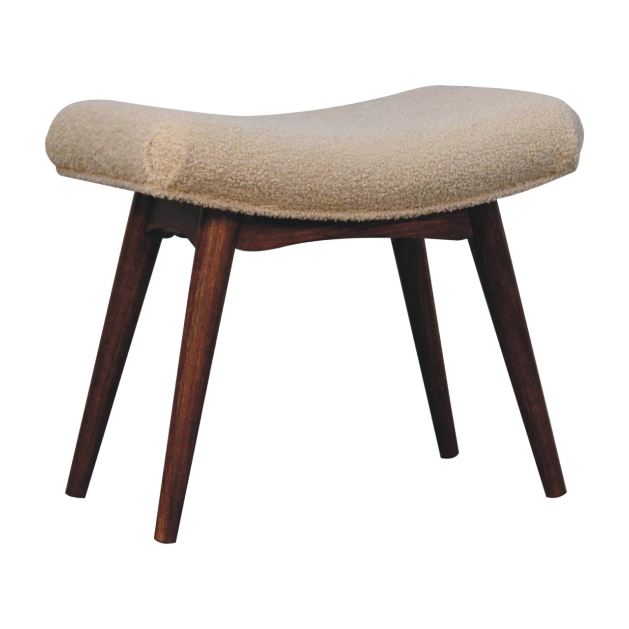WillowStone Honey Caramel Boucle Cream Curved Bench