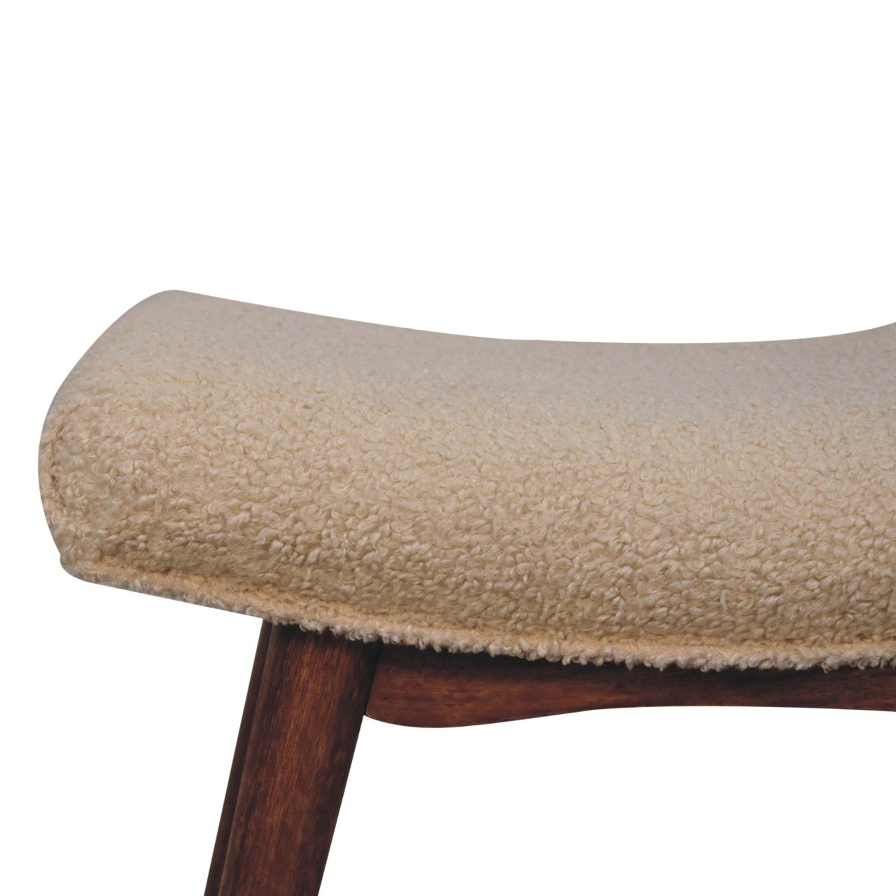 WillowStone Honey Caramel Boucle Cream Curved Bench