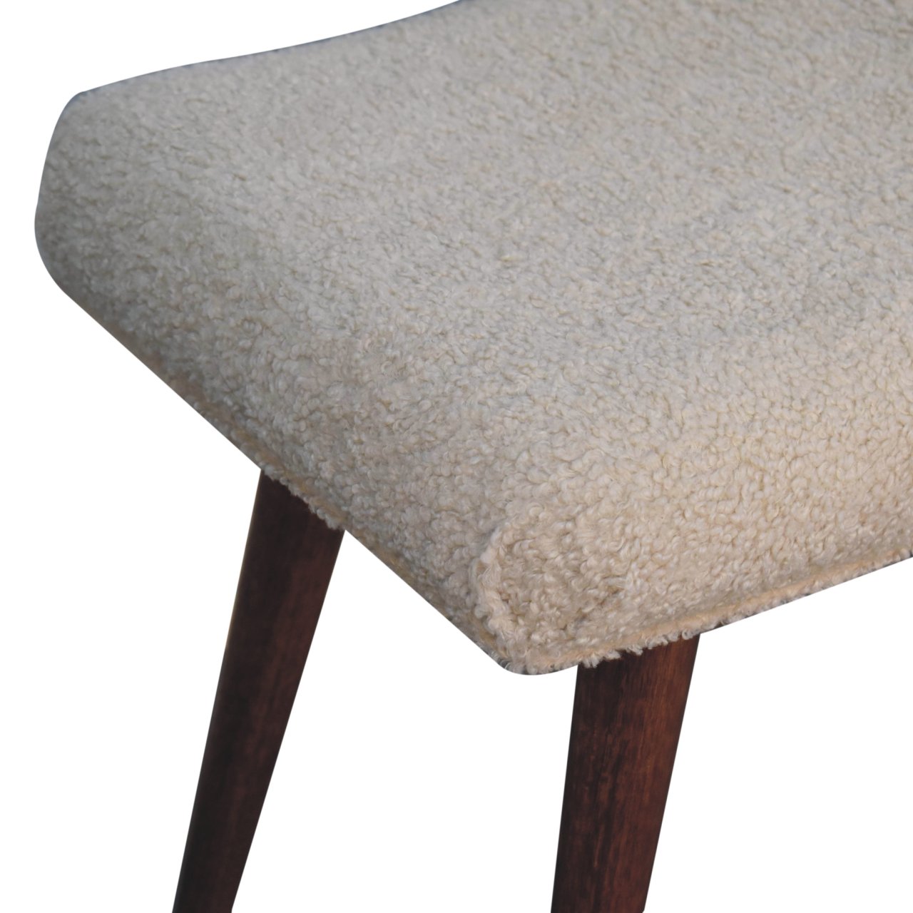 WillowStone Honey Caramel Boucle Cream Curved Bench