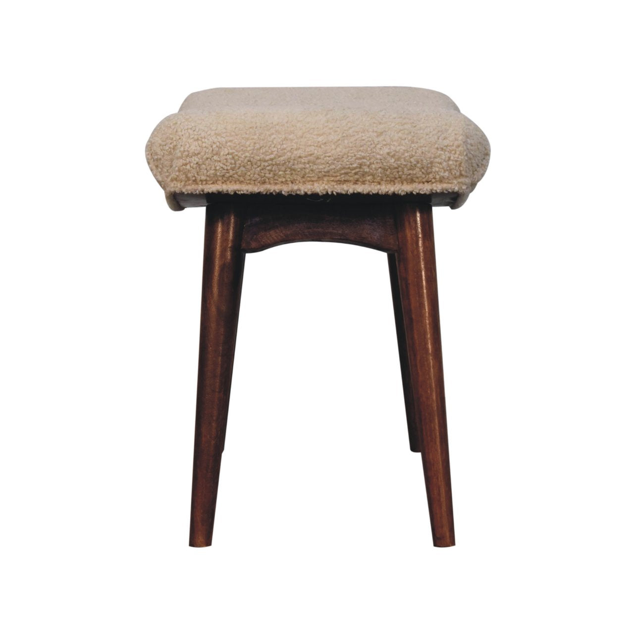 WillowStone Honey Caramel Boucle Cream Curved Bench