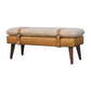 Leather Bouclé Bench - Tan Finish