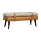 Leather Bouclé Bench - Tan Finish