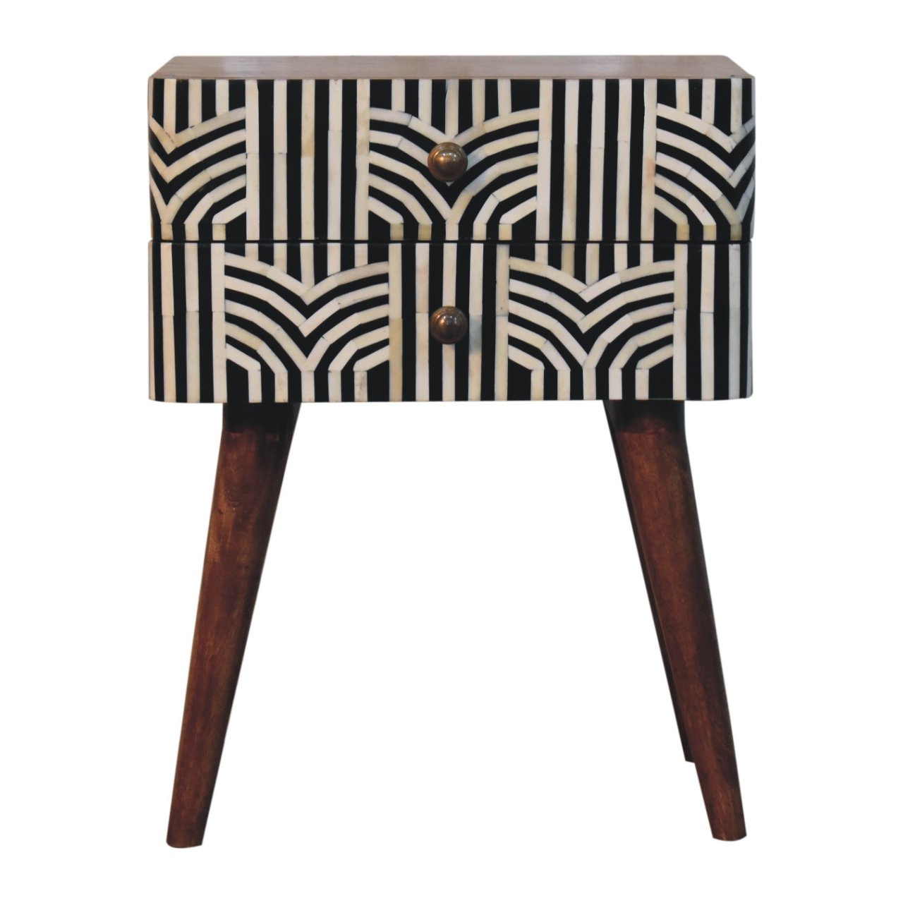 WillowStone Honey Caramel Edessa Bone Inlay Bedside – handcrafted solid wood furniture by WillowStone