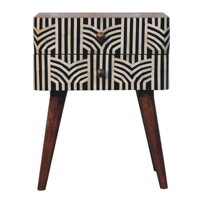 WillowStone Honey Caramel Edessa Bone Inlay Bedside – handcrafted solid wood furniture by WillowStone