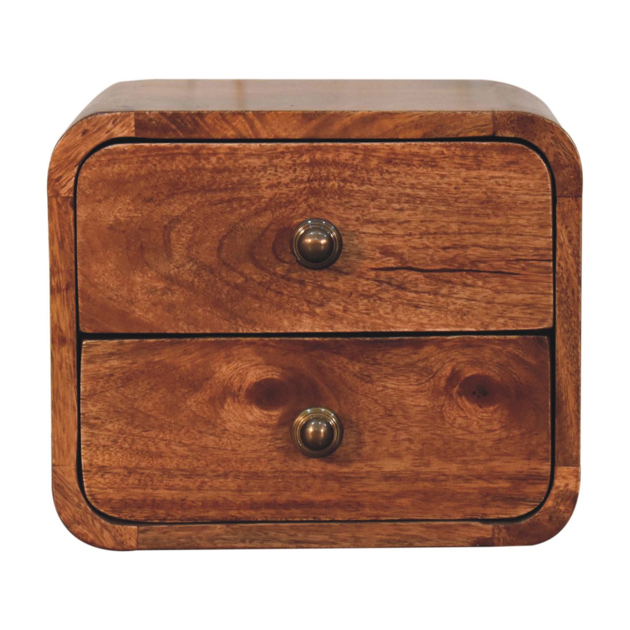 WillowStone Mini Curved Honey Caramel Wall Mounted Bedside – handcrafted solid wood furniture by WillowStone