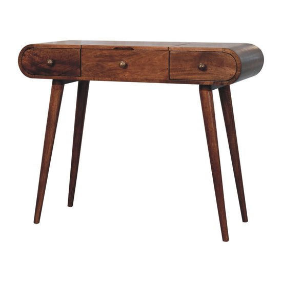 Round Dressing Table - Honey Caramel Finish