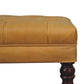 Honey Caramel Buffalo Ash Black Leather Ottoman – Close-Up of Leather
