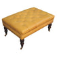 Honey Caramel Buffalo Ash Black Leather Ottoman – Top View