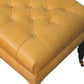 Honey Caramel Buffalo Ash Black Leather Ottoman – Top View