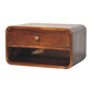 Wall-Mounted Open-Slot Curved Nightstand - California Walnut Finish