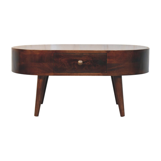 WillowStone California Walnut Rounded Coffee Table – handcrafted solid wood furniture by WillowStone