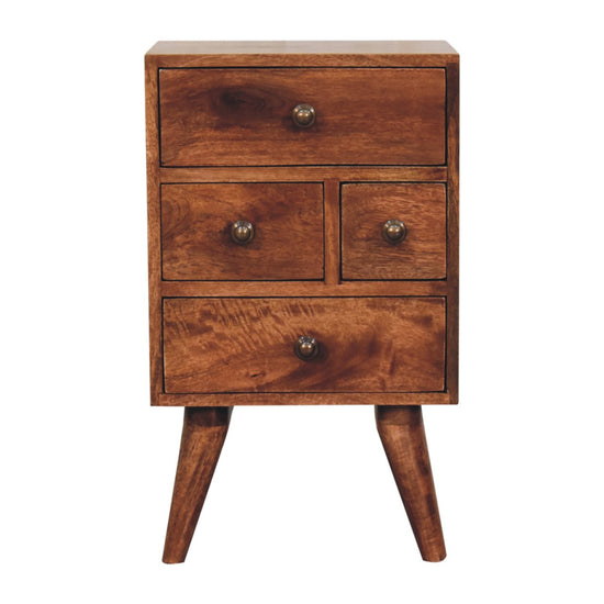 4-Drawer Nordic Nightstand - Honey Caramel Finish