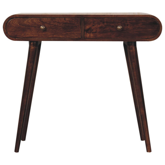 Curved Console Table - California Walnut Finish