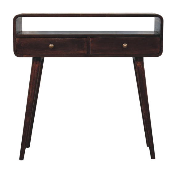 Curved Console Table - California Walnut Finish