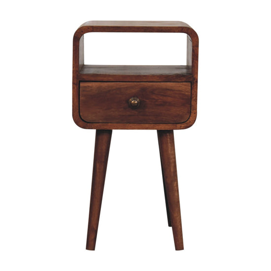 Mini Open-Slot Curved Nightstand - Honey Caramel Finish