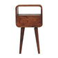 Mini Open-Slot Curved Nightstand - Honey Caramel Finish