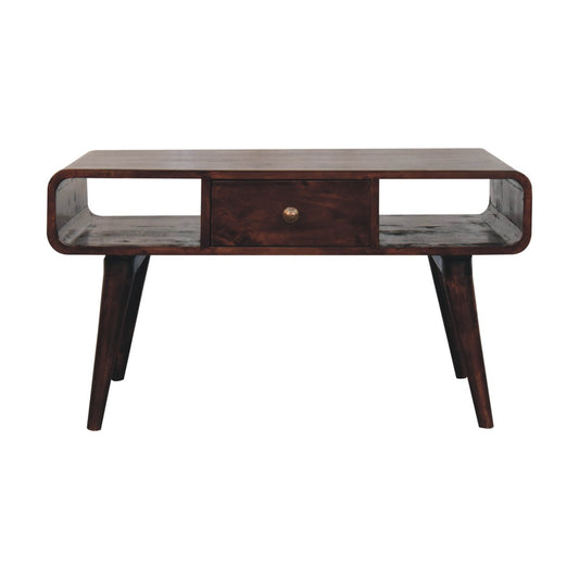 WillowStone Curved California Walnut Coffee Table – handcrafted solid wood furniture by WillowStone